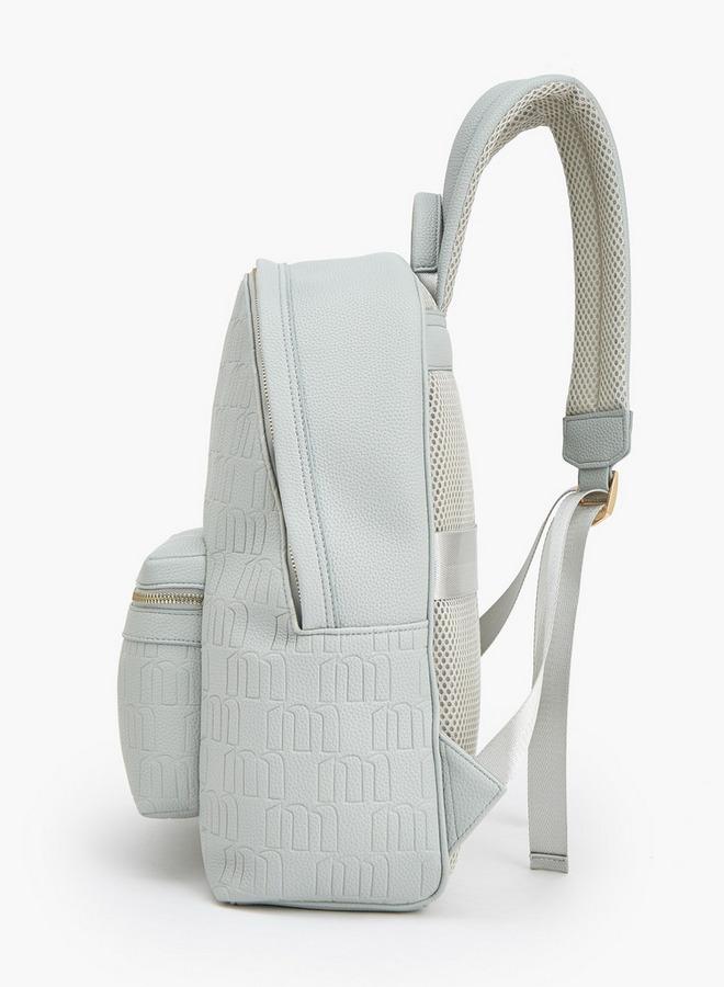 MISSY Monogram Embossed Backpack With Adjustable Straps And Zip Closure - 40X32X18 Cm - Image 5